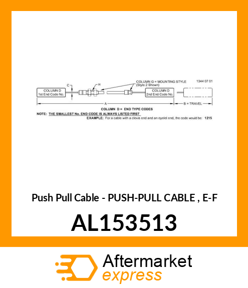 Push Pull Cable - PUSH-PULL CABLE , E-F AL153513