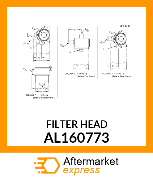 FILTER HEAD, ASSY., W/O SENSOR PORT AL160773