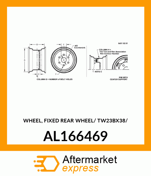 WHEEL, FIXED REAR WHEEL/ TW23BX38/ AL166469