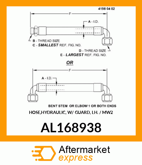 HOSE,HYDRAULIC, W/ GUARD, LH. / MW2 AL168938