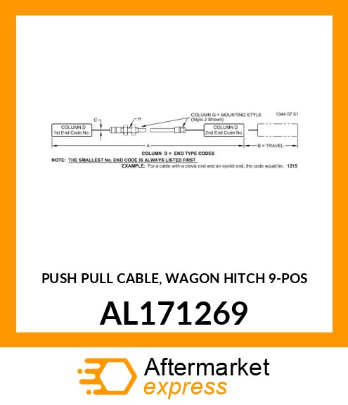 PUSH PULL CABLE, WAGON HITCH 9 AL171269