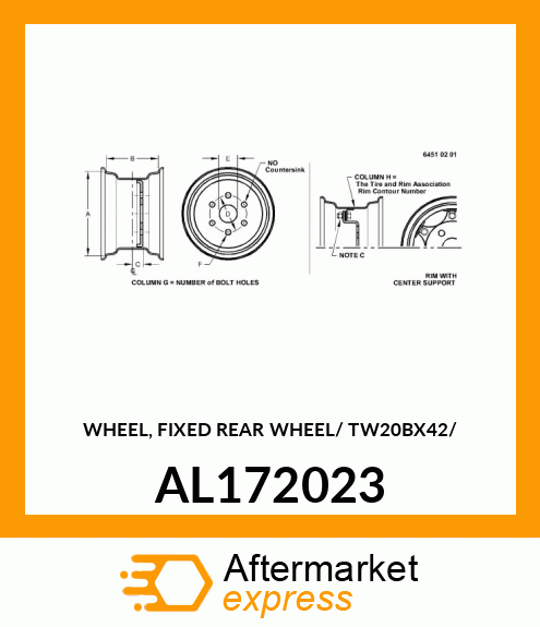 WHEEL, FIXED REAR WHEEL/ TW20BX42/ AL172023