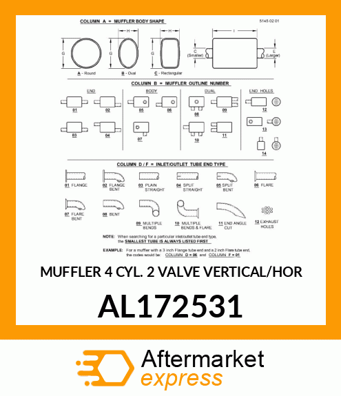 MUFFLER 4 CYL. 2 VALVE VERTICAL/HOR AL172531