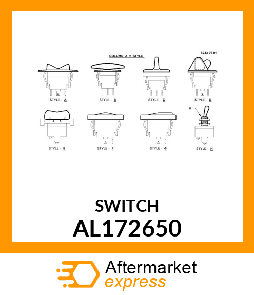 TOGGLE/ROCKER SWITCH, HEADLIGHTS BE AL172650