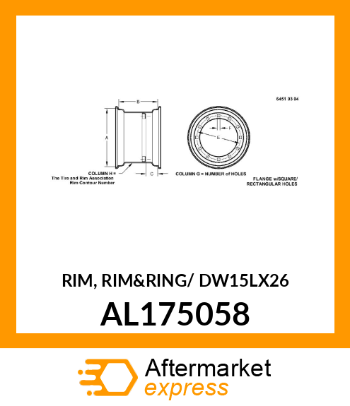 RIM, RIMamp;RING/ DW15LX26 AL175058