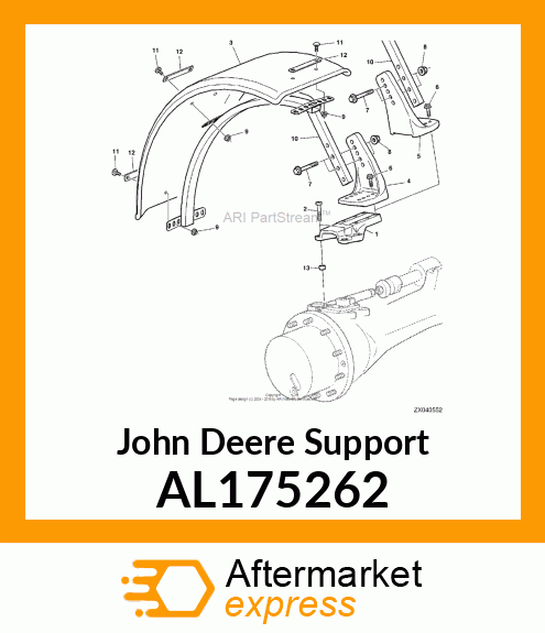 SUPPORT, ASSY., FENDER RH, 540MM AL175262