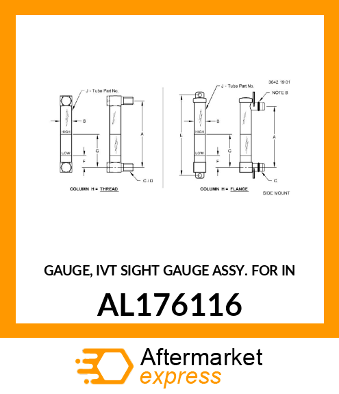 GAUGE, IVT SIGHT GAUGE ASSY. FOR IN AL176116