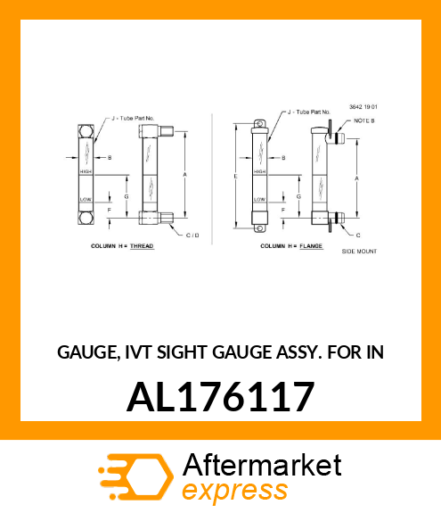 GAUGE, IVT SIGHT GAUGE ASSY. FOR IN AL176117