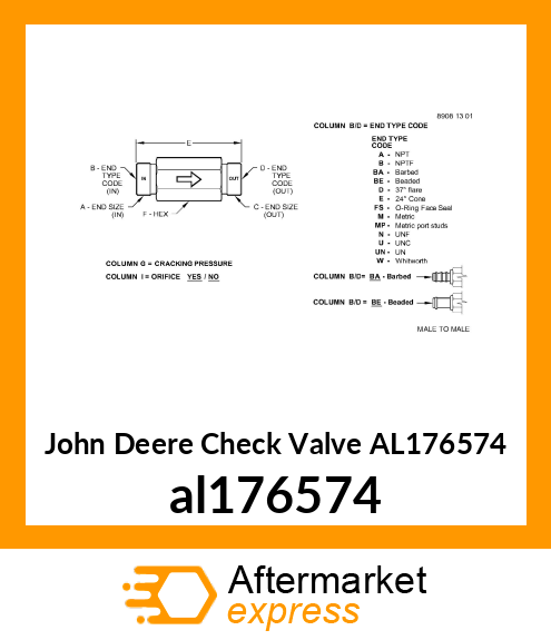 CHECK VALVE, PRETENSION VALVE al176574