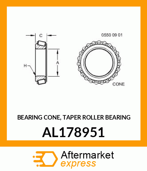 BEARING CONE, TAPER ROLLER BEARING AL178951