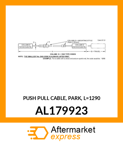 PUSH PULL CABLE, PARK, L=1290 AL179923