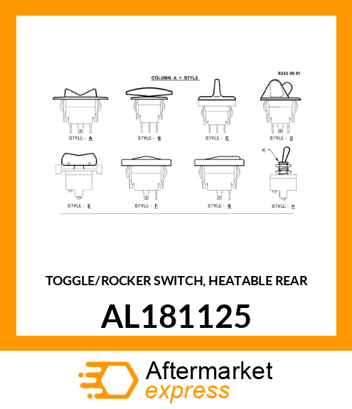 TOGGLE/ROCKER SWITCH, HEATABLE REAR AL181125