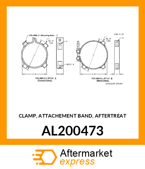 CLAMP, ATTACHEMENT BAND, AFTERTREAT AL200473