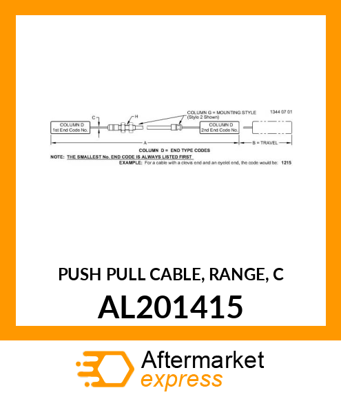 PUSH PULL CABLE, RANGE, C AL201415