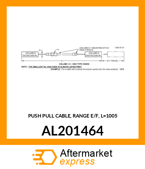 PUSH PULL CABLE, RANGE E/F, L=1005 AL201464