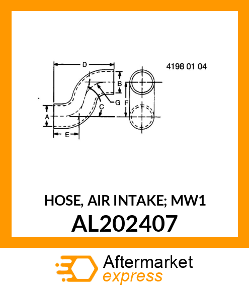 HOSE, AIR INTAKE; MW1 AL202407