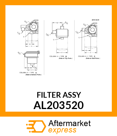 FILTER HEAD, ASSY., W/O SENSOR PORT AL203520