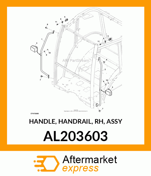 HANDLE, HANDRAIL, RH, ASSY AL203603
