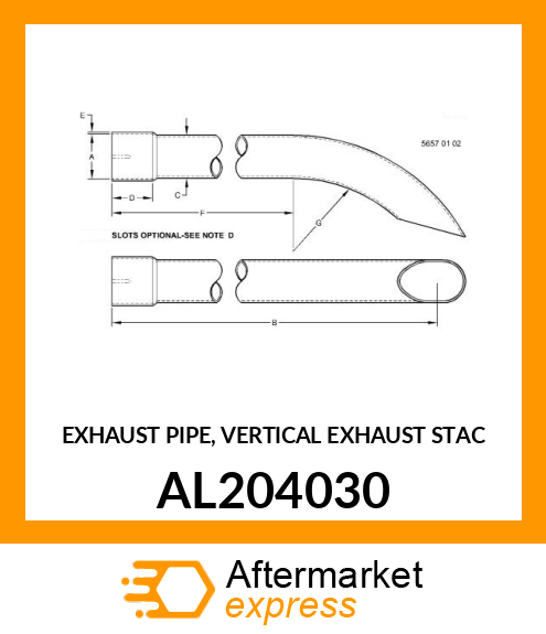 EXHAUST PIPE, VERTICAL EXHAUST STAC AL204030