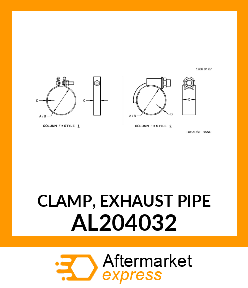 CLAMP, EXHAUST PIPE AL204032