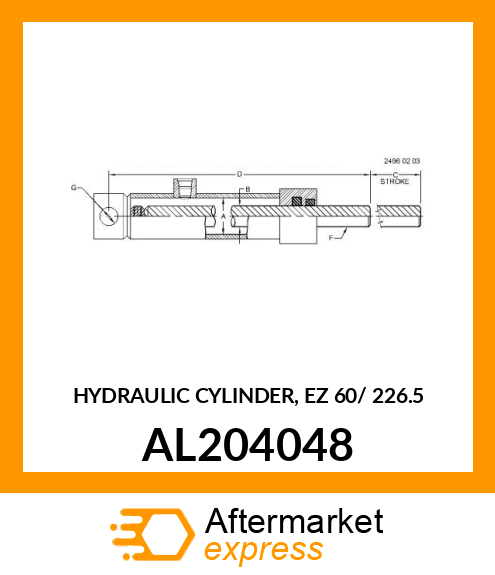 HYDRAULIC CYLINDER, EZ 60/ 226.5 AL204048