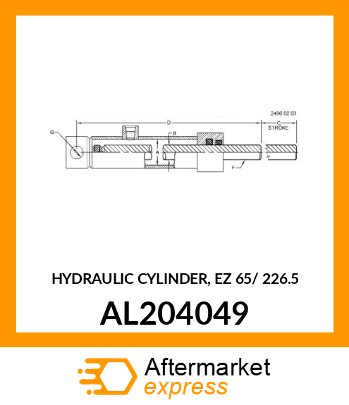 HYDRAULIC CYLINDER, EZ 65/ 226.5 AL204049