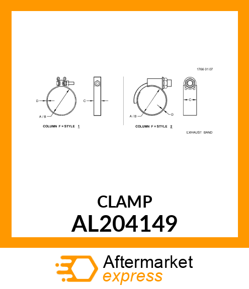 CLAMP, EXHAUST PIPE AL204149