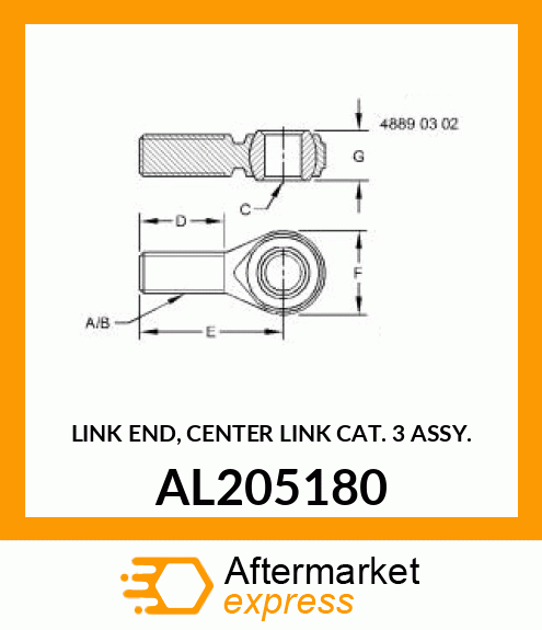 LINK END, CENTER LINK ASSY.;CAT.3, AL205180