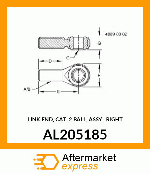 LINK END, CAT. 2 BALL, ASSY., RIGHT AL205185