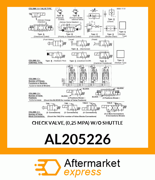 CHECK VALVE, (0,25 MPA) W/O SHUTTLE AL205226