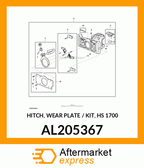 HITCH, WEAR PLATE / KIT, HS 1700 AL205367