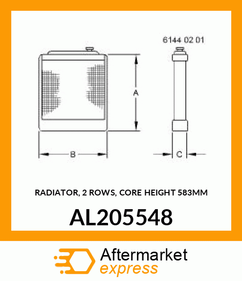 RADIATOR, , CORE HEIGHT 583MM, 50 F AL205548