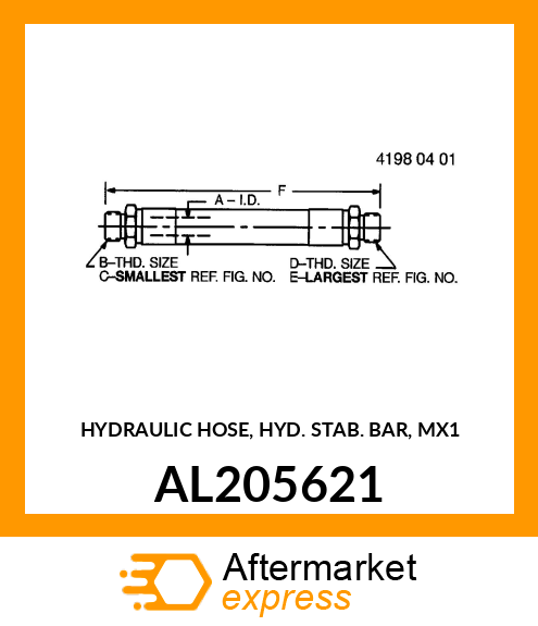 HYDRAULIC HOSE, HYD. STAB. BAR, MX1 AL205621