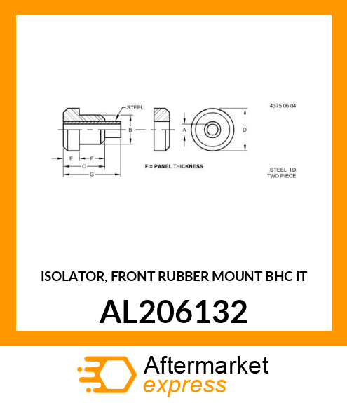 ISOLATOR, FRONT RUBBER MOUNT BHC IT AL206132