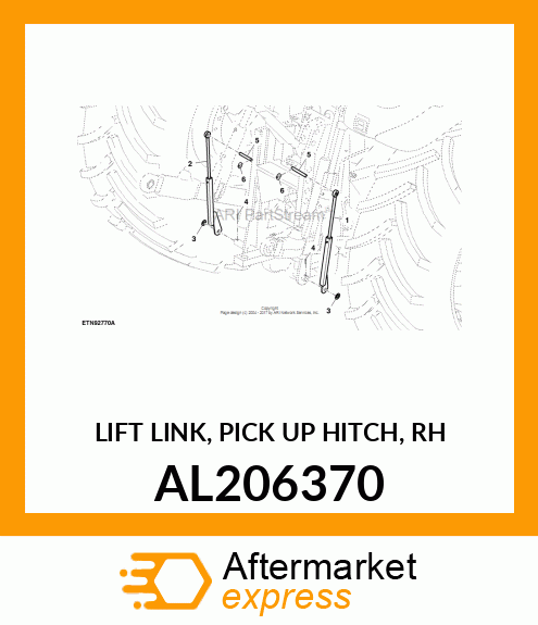 LIFT LINK, PICK UP HITCH, RH AL206370