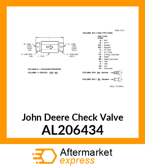 CHECK VALVE, 10 X 14 MM AL206434