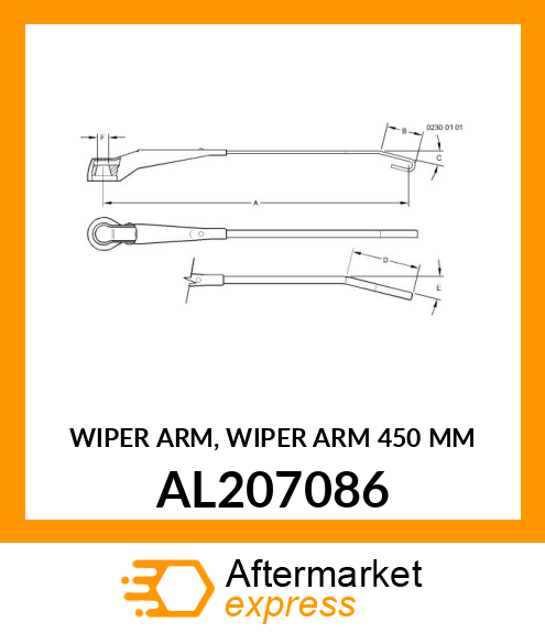 WIPER ARM, WIPER ARM 450 MM AL207086