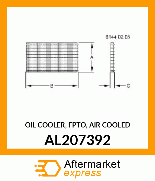 OIL COOLER, FPTO, AIR COOLED AL207392