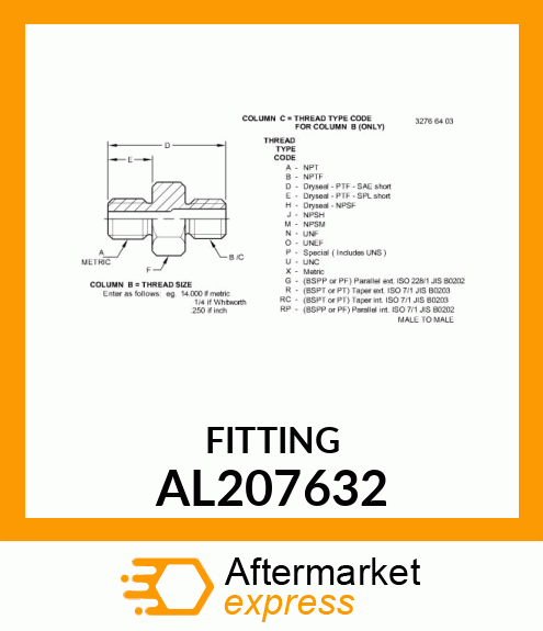 FITTING, ISO 6149 AL207632