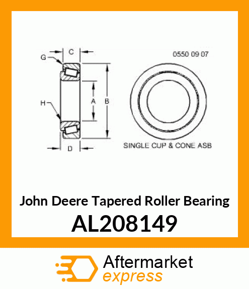 TAPERED ROLLER BEARING, ASSY. 32009 AL208149