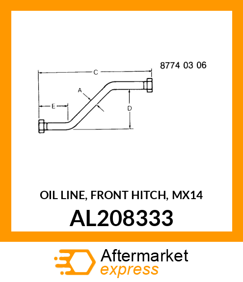 OIL LINE, FRONT HITCH, MX14 AL208333