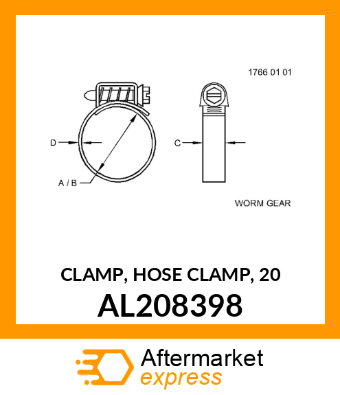 CLAMP, HOSE CLAMP, 20 AL208398