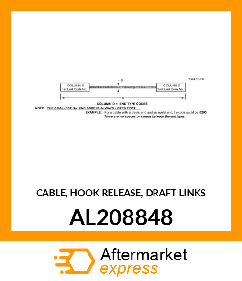 CABLE, HOOK RELEASE, DRAFT LINKS AL208848