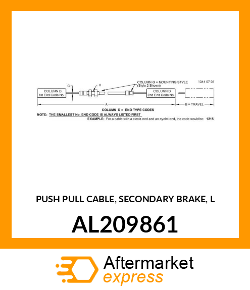 PUSH PULL CABLE, SECONDARY BRAKE, L AL209861