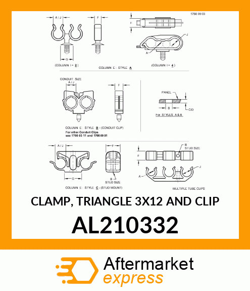 CLAMP, TRIANGLE 3X12 AND CLIP AL210332