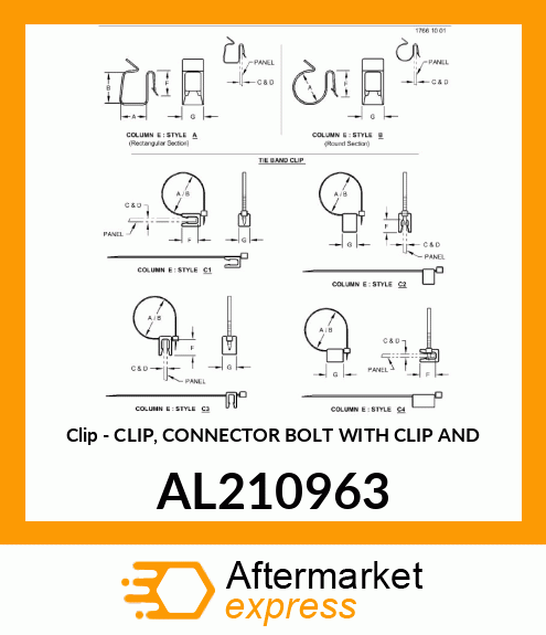 CLIP, CONNECTOR BOLT WITH CLIP AND AL210963