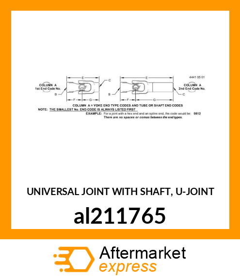 UNIVERSAL JOINT WITH SHAFT, U al211765