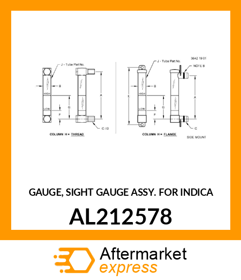 GAUGE, SIGHT GAUGE ASSY. FOR INDICA AL212578