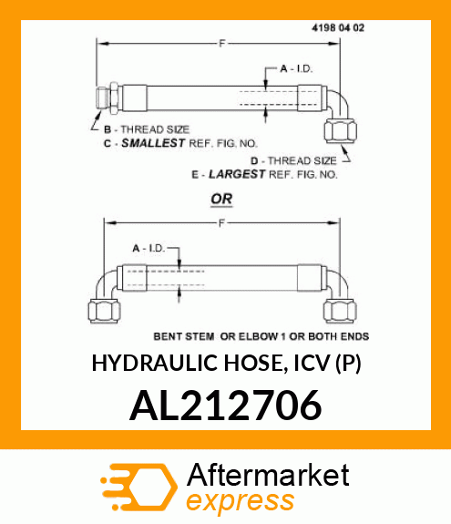 HYDRAULIC HOSE, ICV (P) AL212706