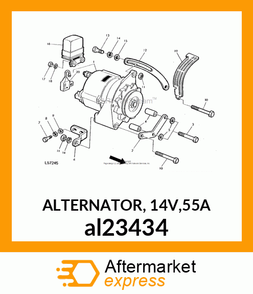 ALTERNATOR, 14V,55A al23434